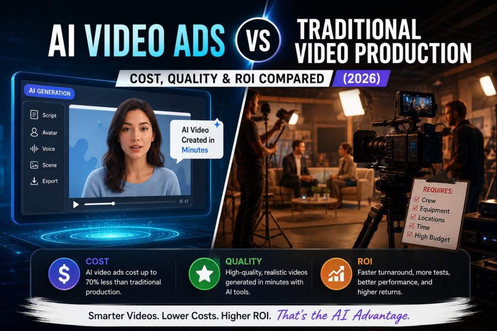 AI Video Ads vs Traditional Video Production: Cost, Quality & ROI Compared (2026)
